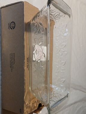 Princess House Clear Glass Loaf Pan with Fantasia Pattern NIB 537